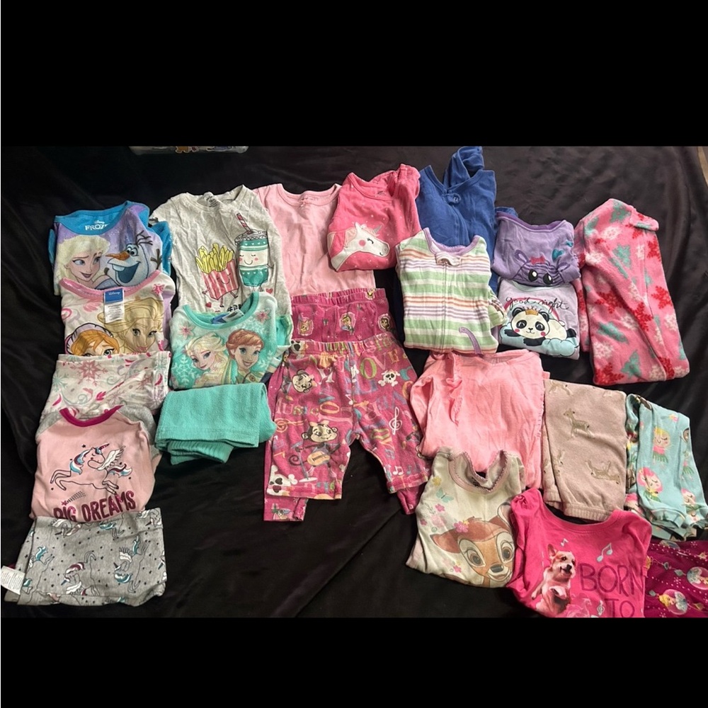 Disney Kids Pajama Lot - Pink, Purple & Teal Character Sleepwear